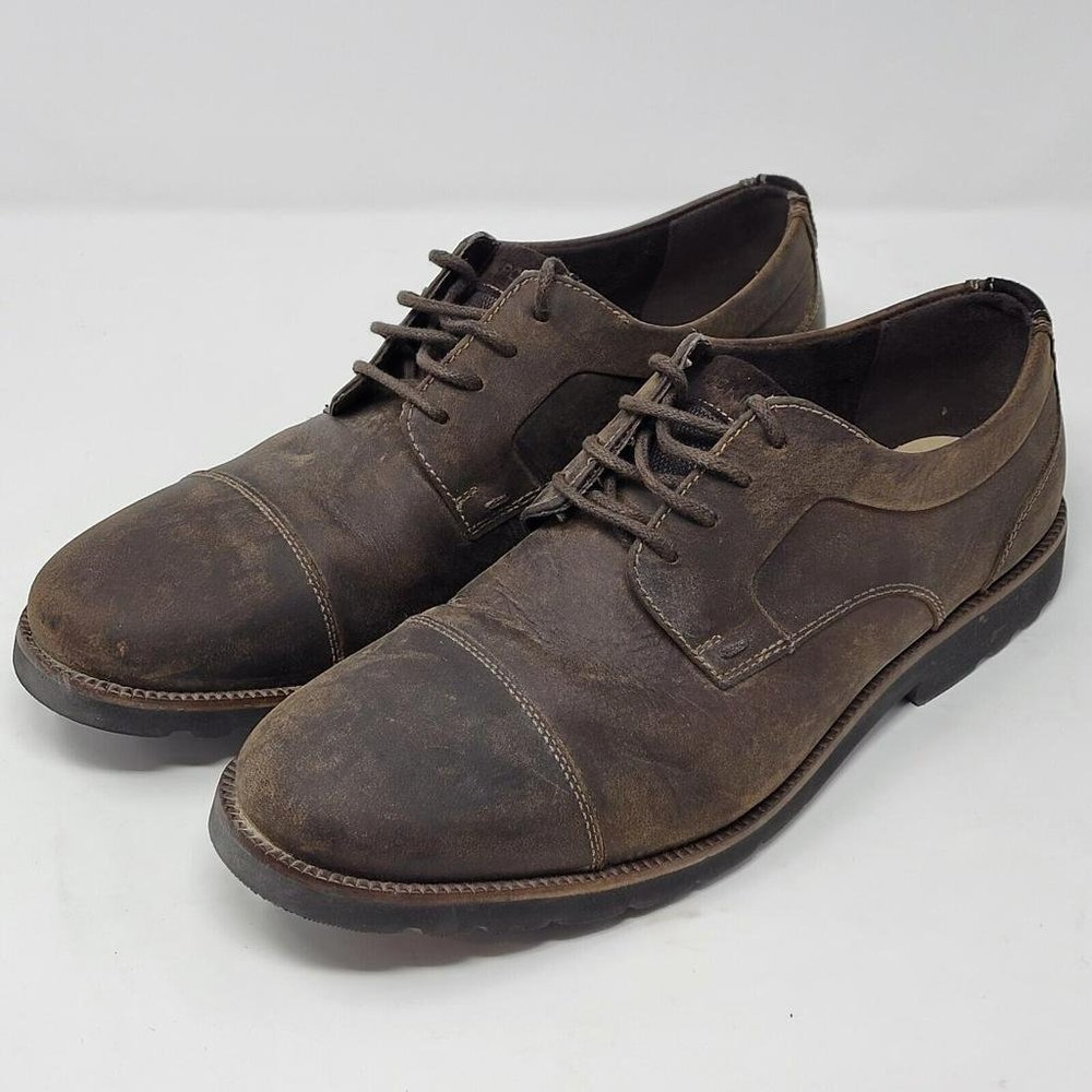 Rockport Dark Brown Leather Captoe Oxford Dress Shoes C10014 - Men's 9.5M
